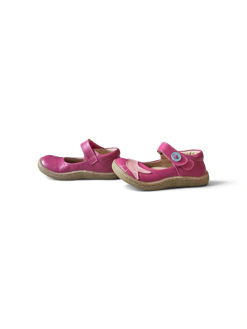 Livie & Luca Girls' Raspberry Pink Mary Janes with Bird Appliqués